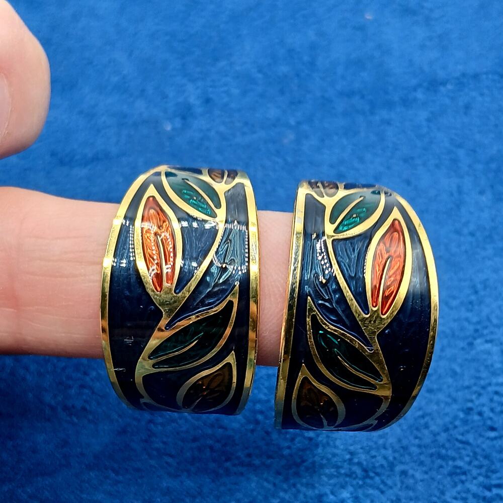 Vintage Edgar Berebi Enamel Hoop Earrings